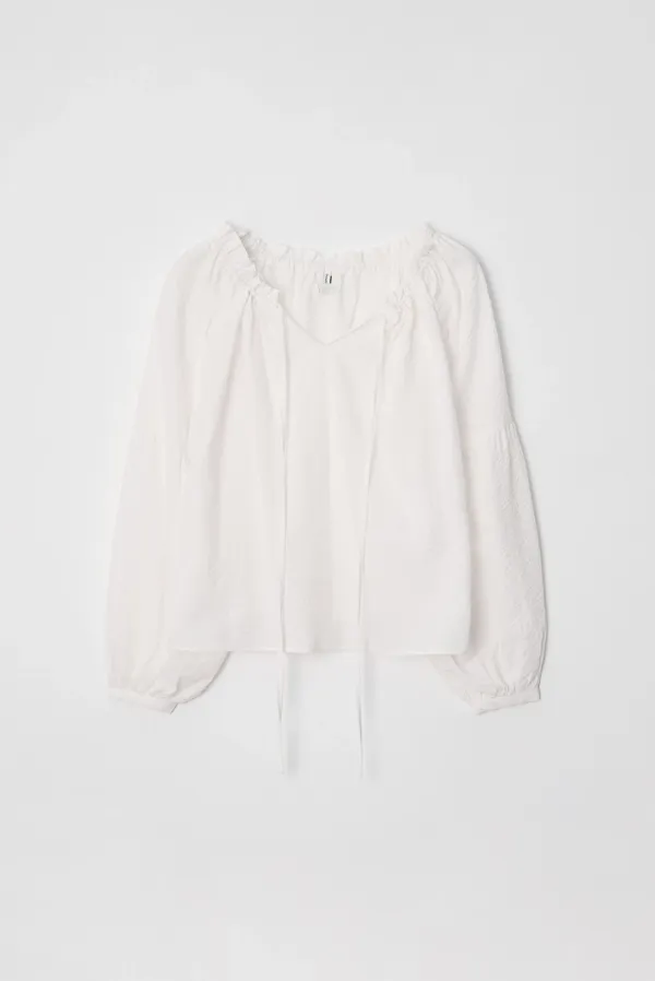 string balloon blouse - ivory