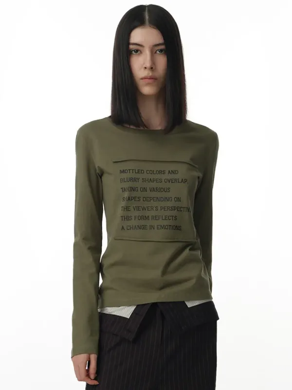 Layer Lettering T-Shirt [Khaki]
