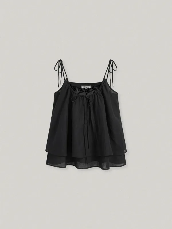 DUA LACE SLEEVELESS BLOUSE - BLACK두아 슬리브리스 블라우스