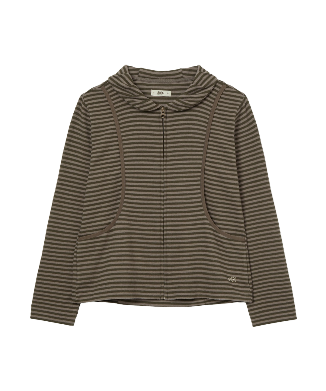 에이이에이이 SHAWL COLLAR STRIPE ZIP UP [KHAKI] 상품 이미지 1