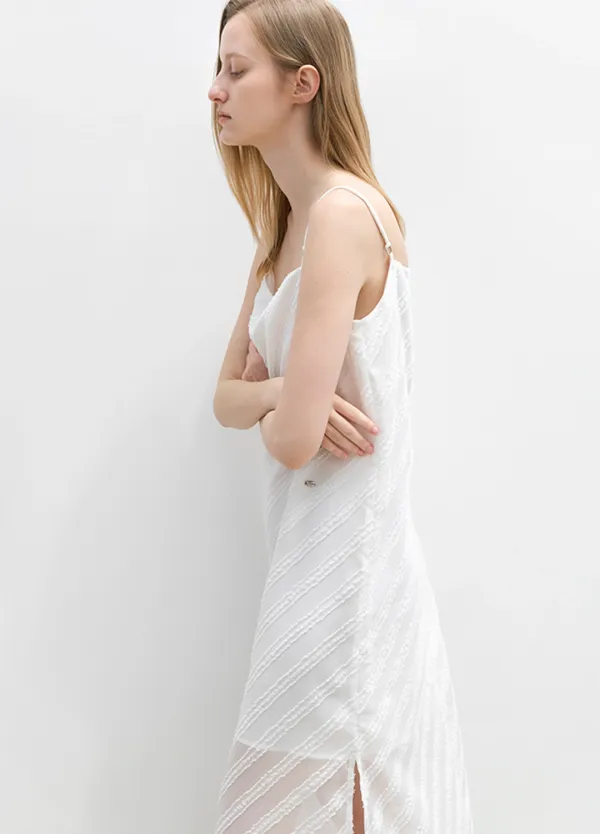 (OP-6329)FEATHER STRIPE JACQUARD DRESS