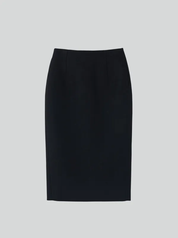 WOOL MIDI SKIRT (BLACK)