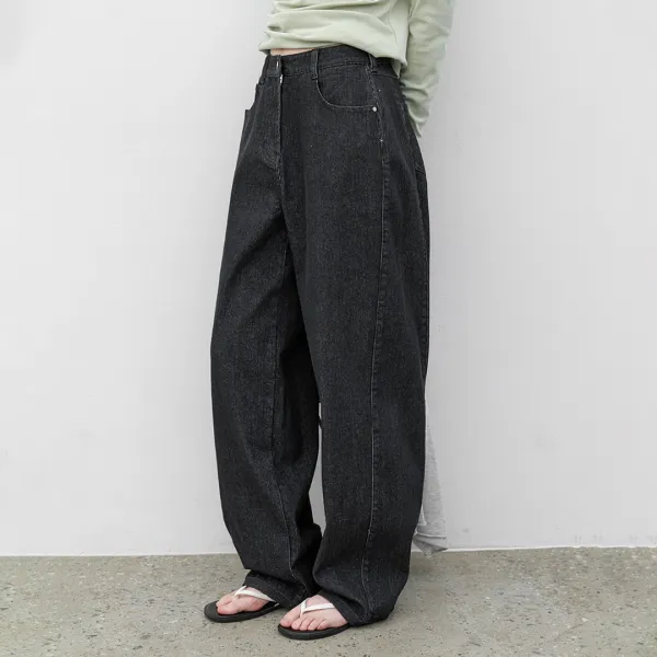 (PT-5822)PIN-WALE CURVED DENIM PANTS