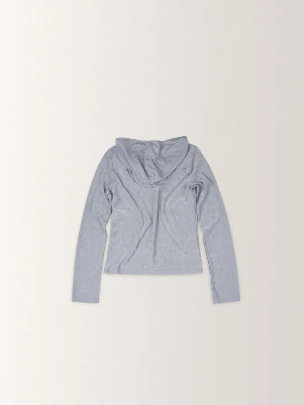 BACK OPEN HOOD TEE [ PALE GRAY ]