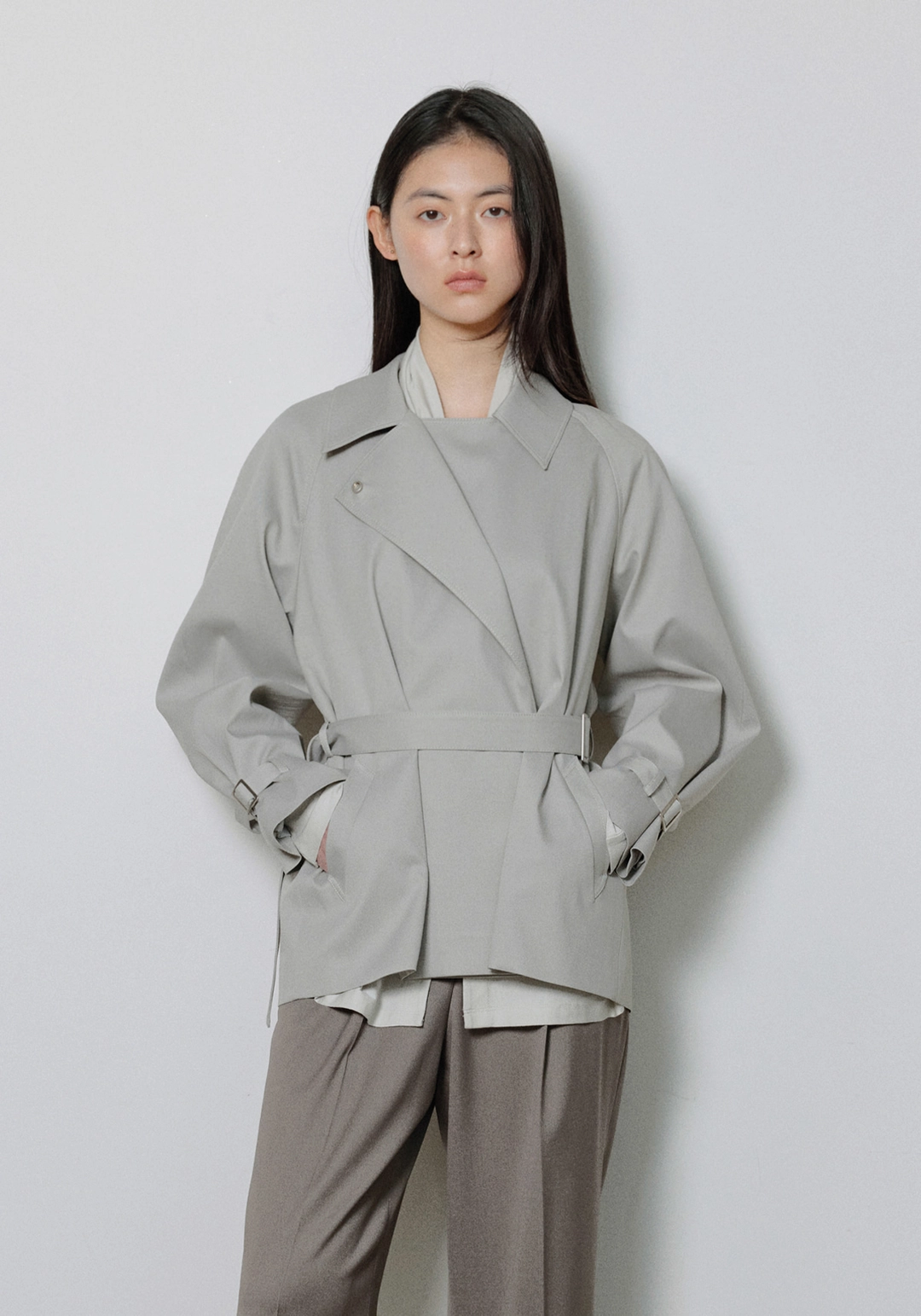엘로주 Fanny Half Trench Jacket (Sage Gray) 상품 이미지 1
