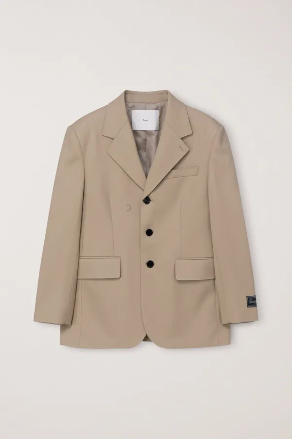 UNISEX REFINED MASCULINE WOOL BLAZER CARAMEL BEIGE_UDJA6C105CM
