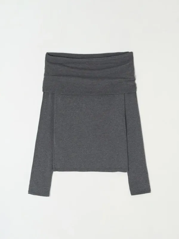 Luna off shoulder top - Charcoal