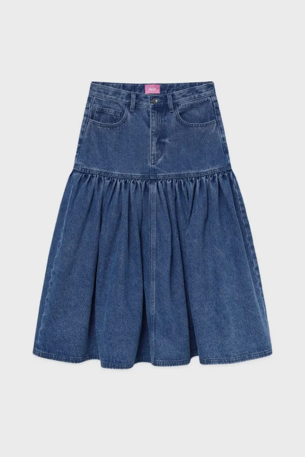 SN Flare Denim Skirt (Blue)