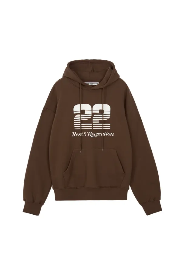 RR 22 LOGO OVERSIZED HOODIE - BROWN