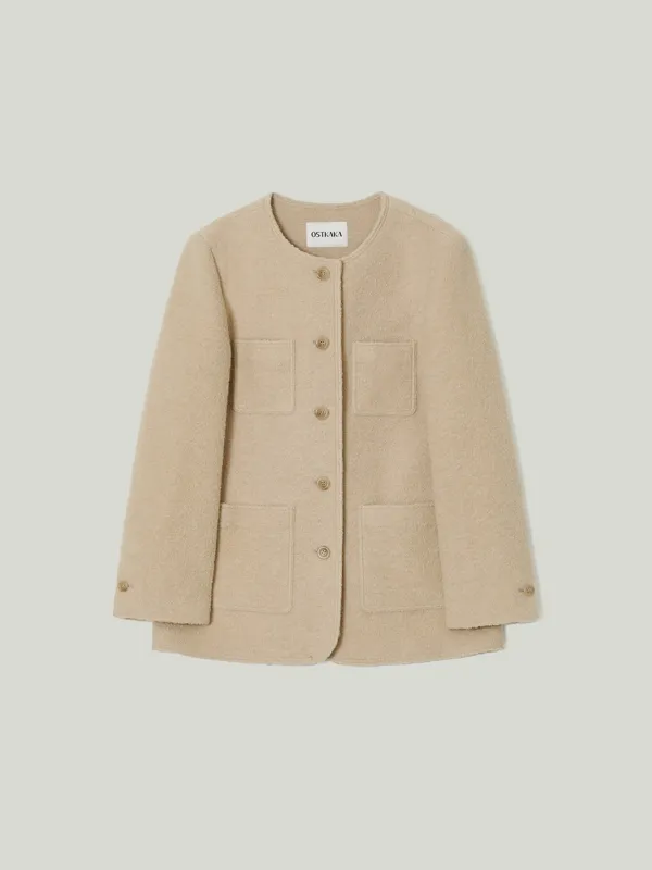 Overfit Single Tweed Jacket Butter