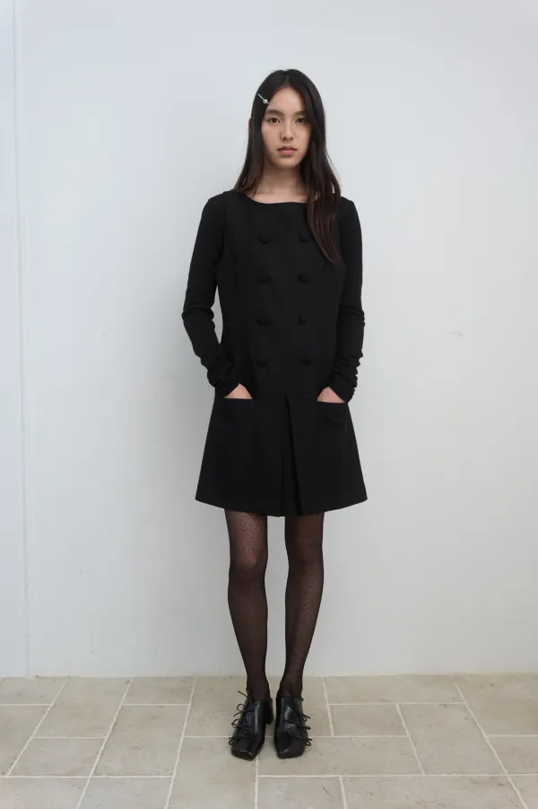NAPOLEON PLEATS DRESS_BLACK