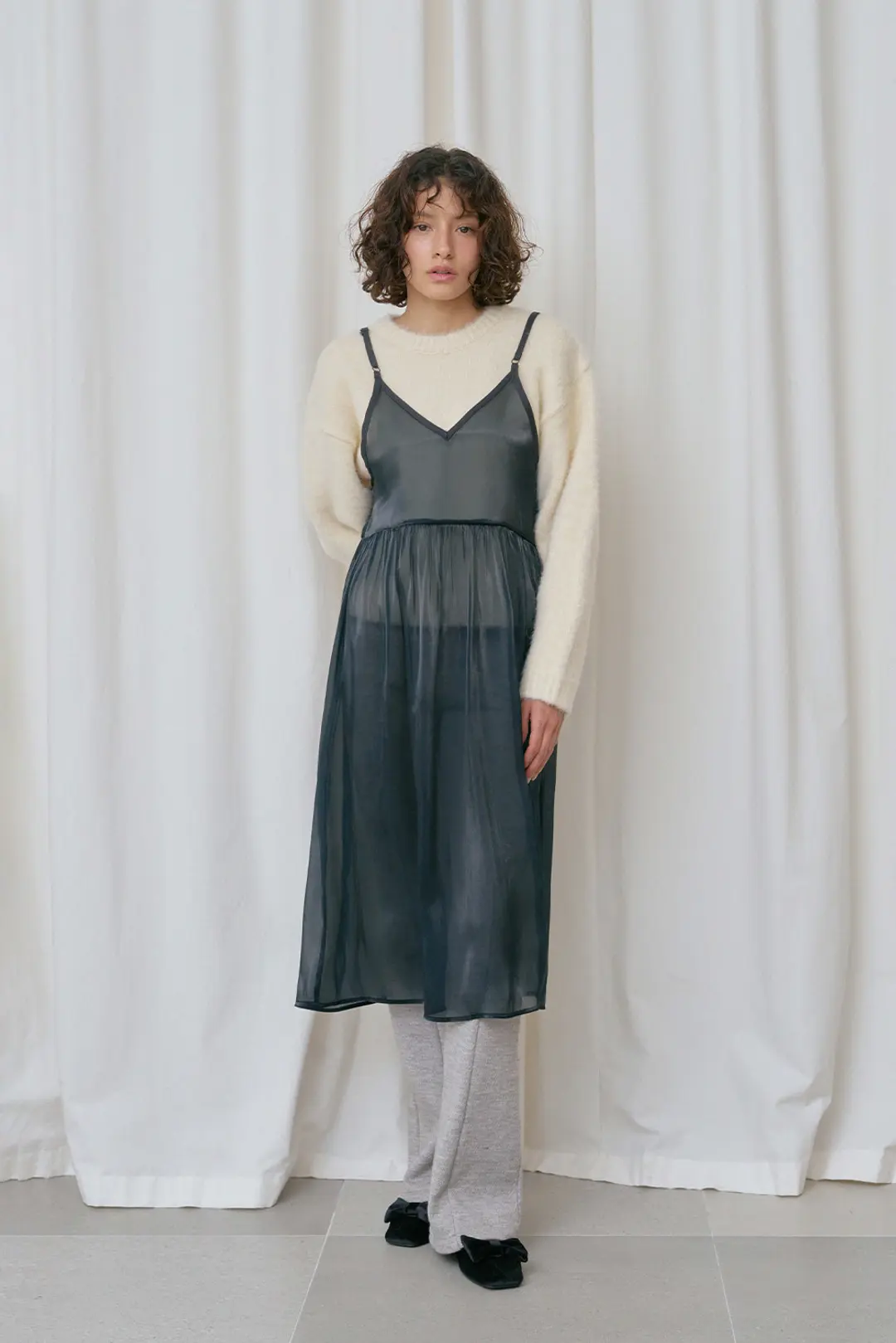 위드아웃썸머 Oganza slip onepiece_navy 상품 이미지 2