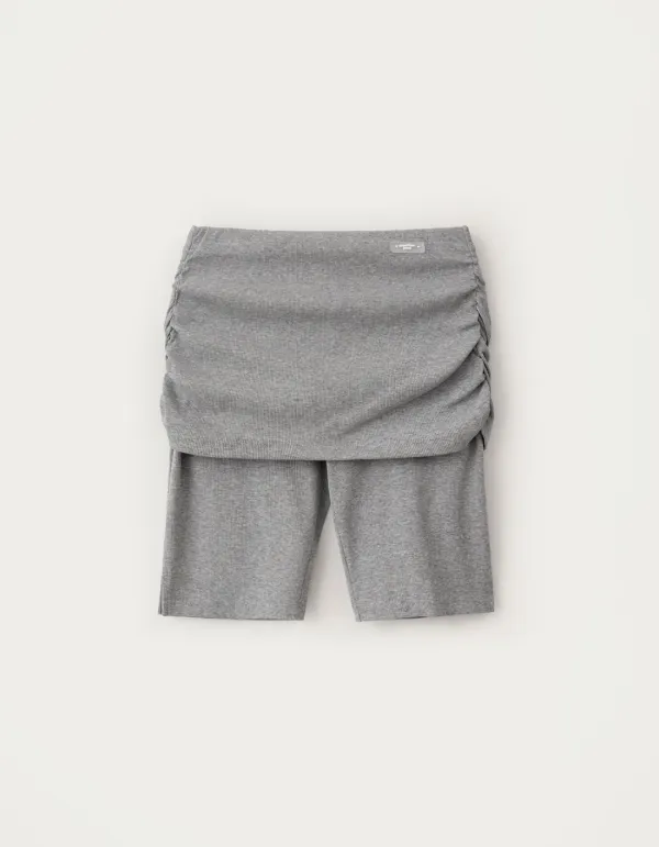 Fold Shirring Biker Shorts - Grey