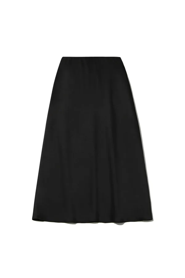 SATIN MAXI SKIRT [BLACK]