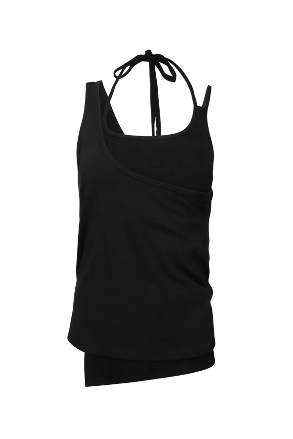 MULTIWAY LAYERED SLEEVELESS BLACK