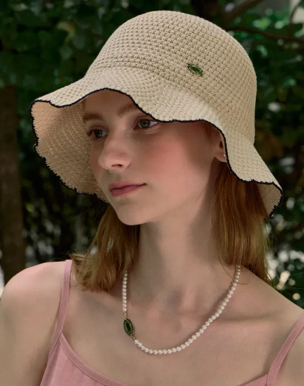 [6차 리오더: 6/29 예약발송] Olivia Summer Knitted Bucket Hat - Light Beige
