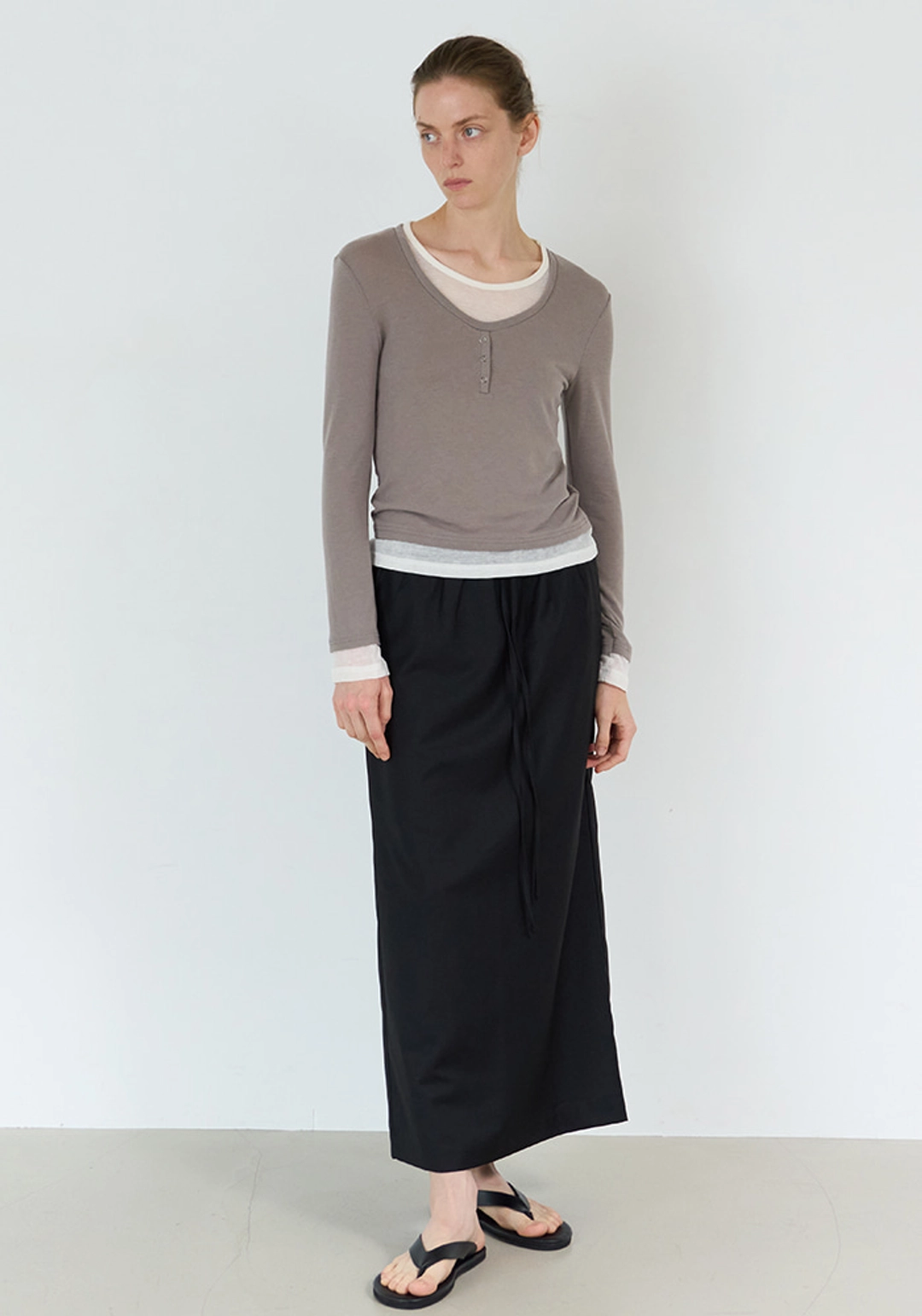 이브세이지 Button layered tee (Grey) 상품 이미지 2