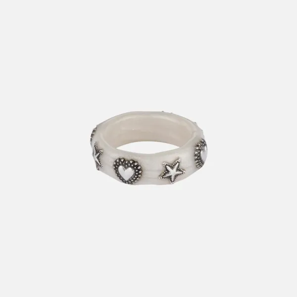 vintage puff ring-white