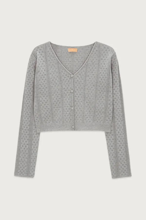 Scallop Punching Cardigan (Grey)