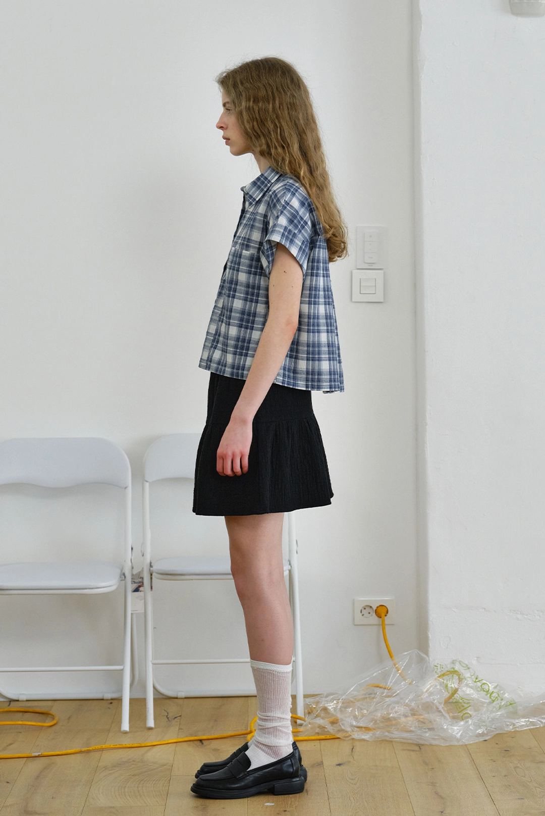 브렌다 브렌든 baker rollup shirts - blue check 상품 이미지 2