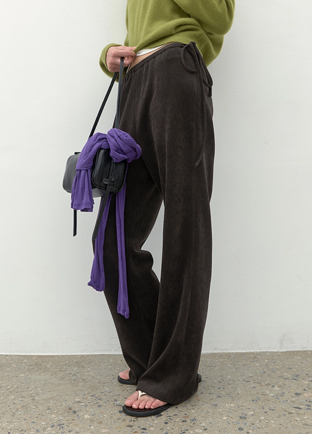 아뜰리에 나인 (PT-5808)RIBBED JERSEY BANDING BOOTCUT PANTS 상품 이미지 2