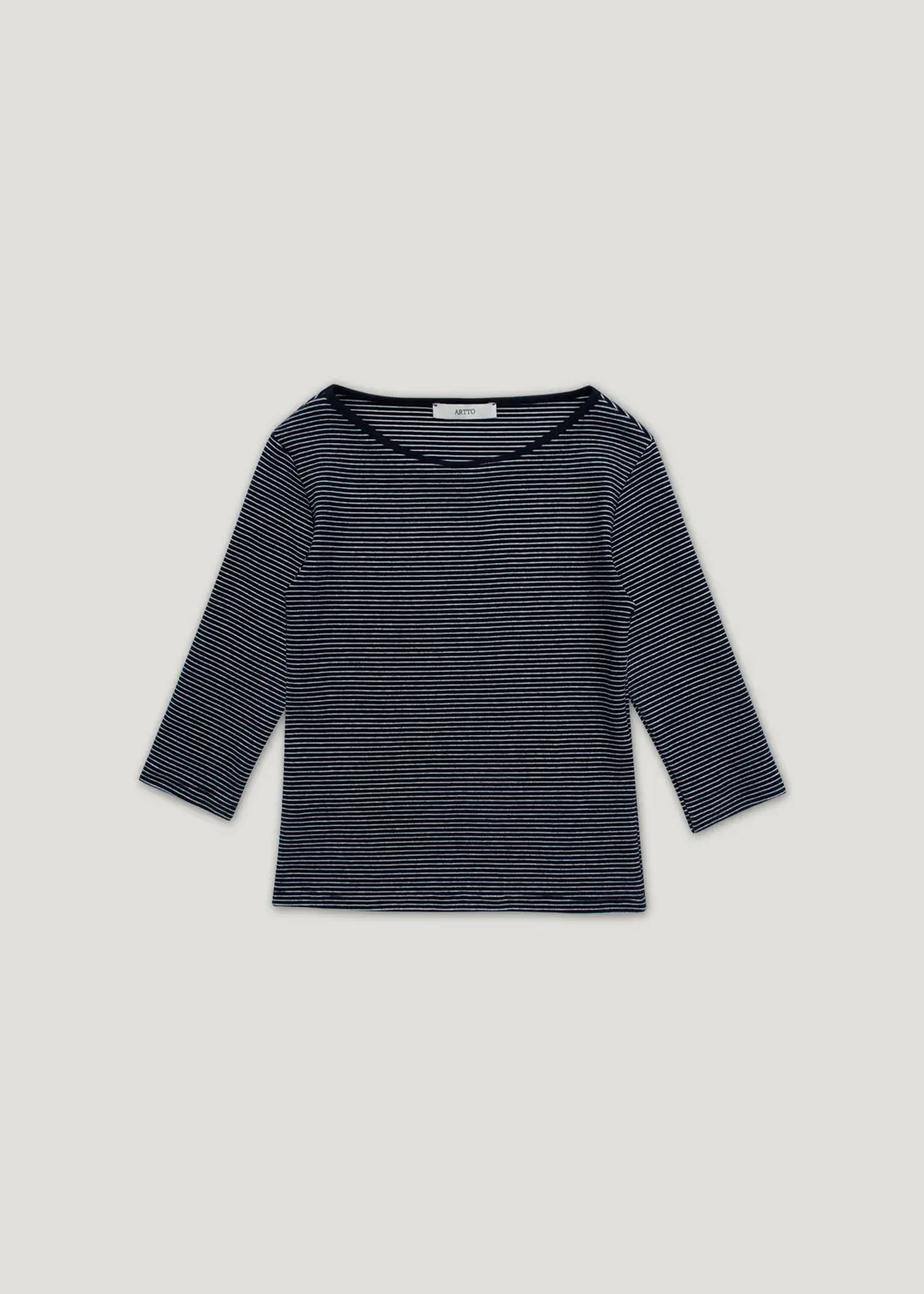 Essential Boat Neck Tee_Navy Stripe
