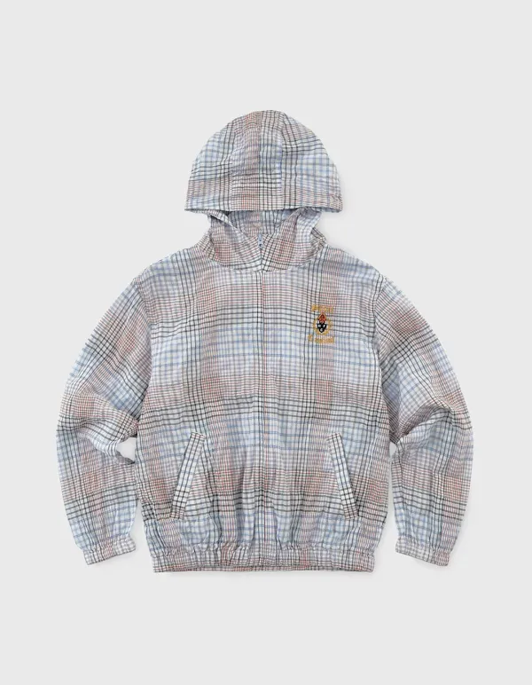 CHILDREN S&C CREST CHECKED ZIP-UP HOODIE / White