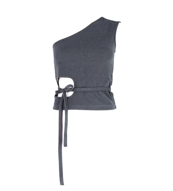 [2rd REORDER] UNBALANCED SLEEVELESS TOP (CHARCOAL)