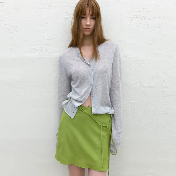 (SK-5111)SUEDE RIBBON A-LINE SKIRT S