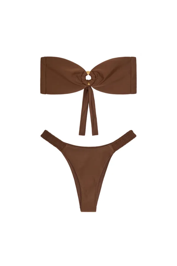 WOOD O-RING BIKINI (BROWN)