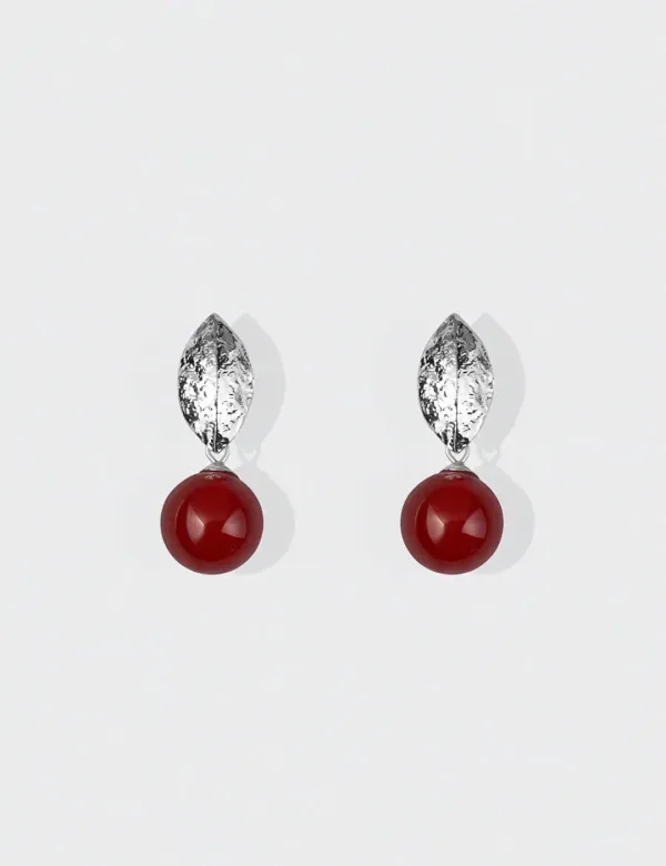 Leaf Earrings_Red Carnelian