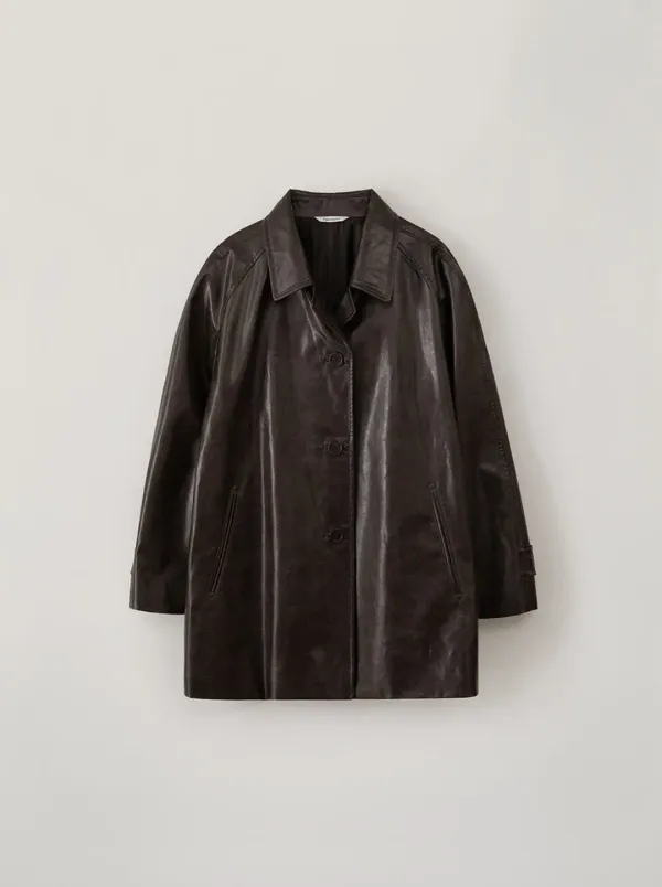 ARTIFICIAL LEATHER HALF COAT_CHOCOLATE