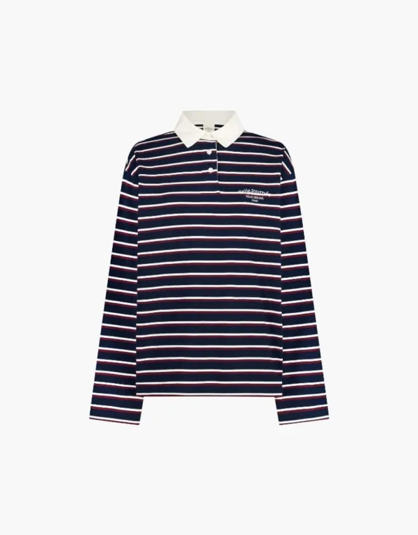 stripe rugby t-shirt - burgundy