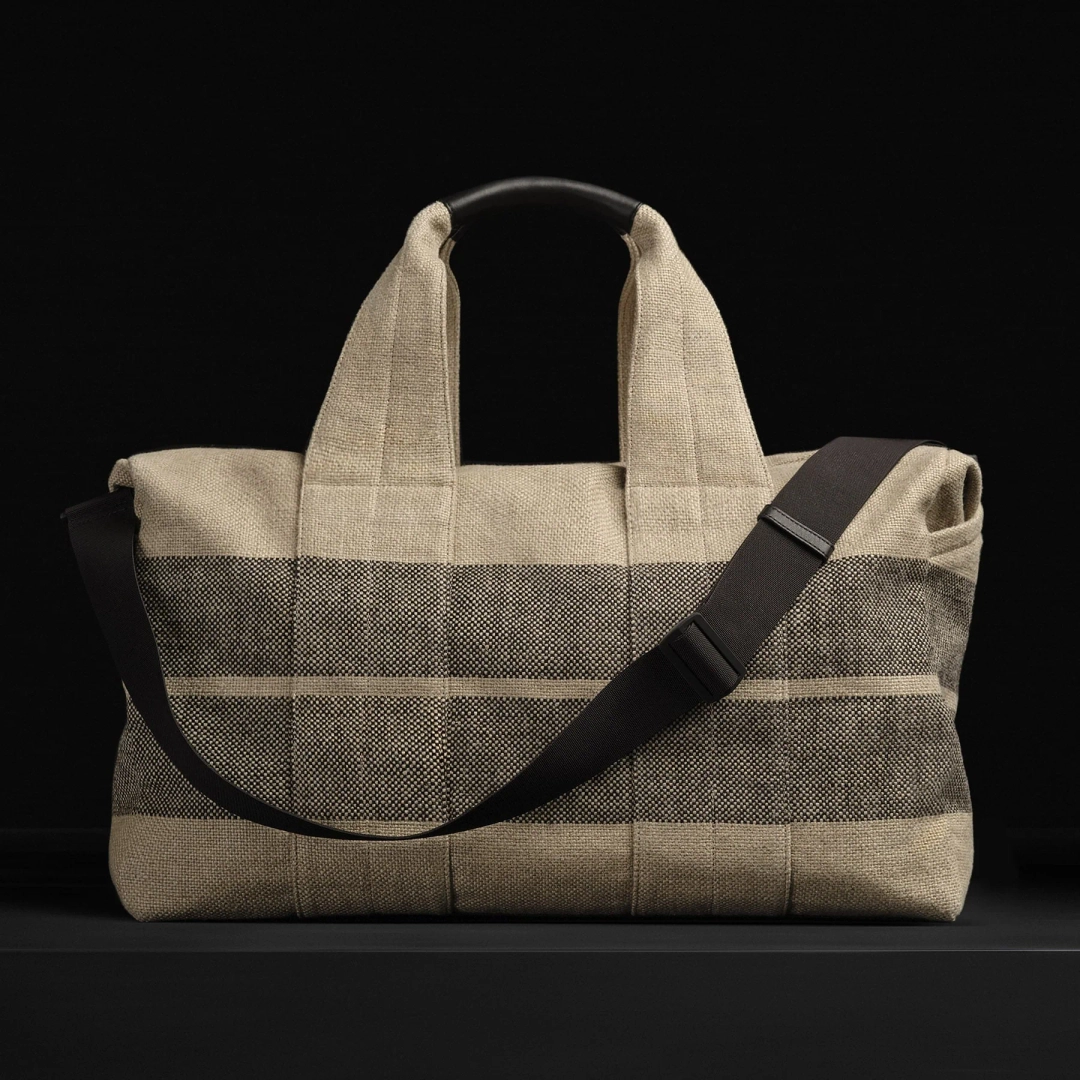 제임스펄스 Montecito Striped Linen Weekend Bag - Beige/Black 상품 이미지 2