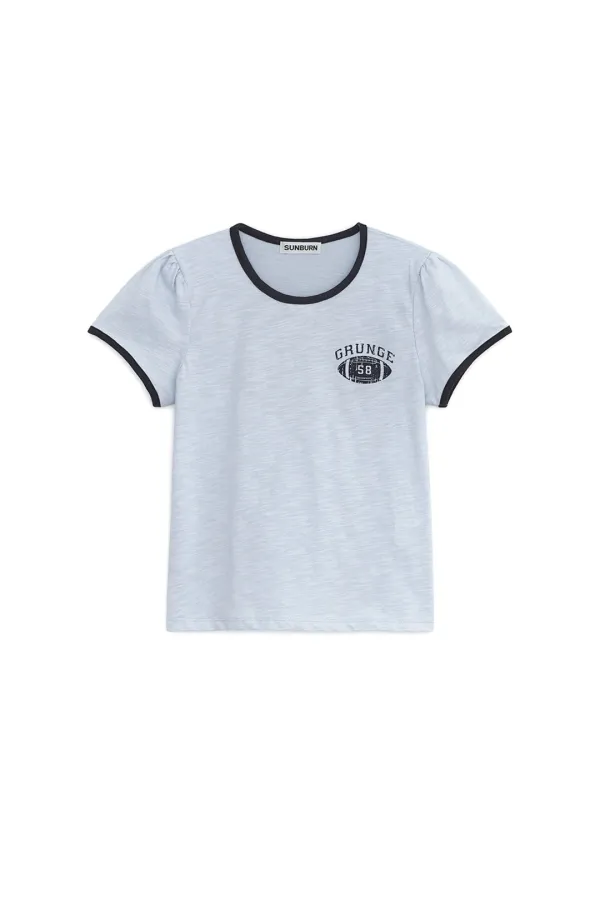 RUGBY RINGER PUFF T-SHIRT, SKY BLUE