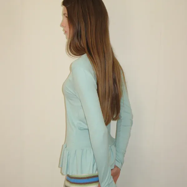 PENDANT RUFFLE LAYERED SLIM LONG SLEEVE MINT
