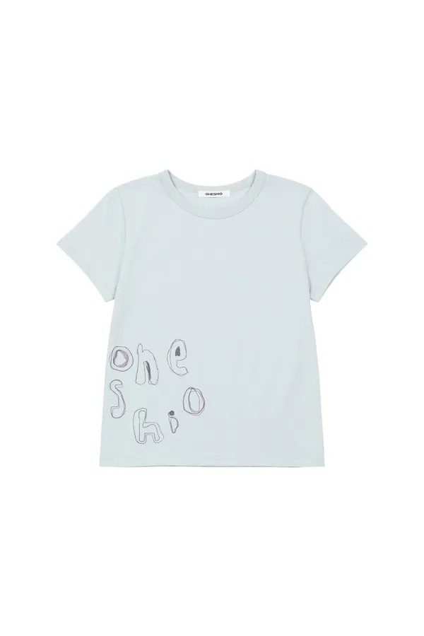 CRAYON LOGO GRAPHIC T-SHIRT, SKY BLUE