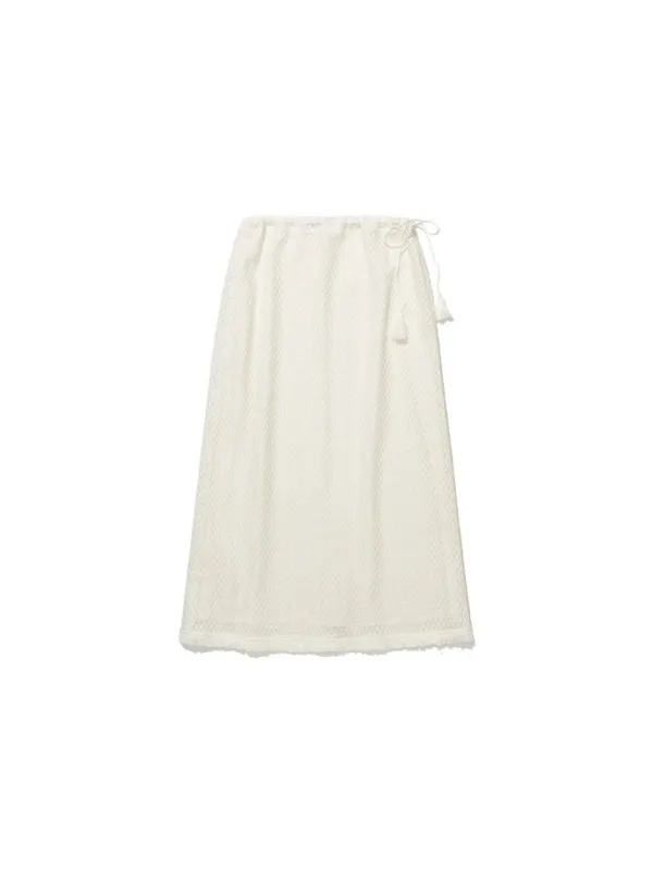Crocher Tassle Maxi Skirt White_F262SK02