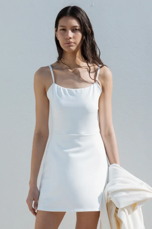Plain Sleeveless Swim Suit (White)
