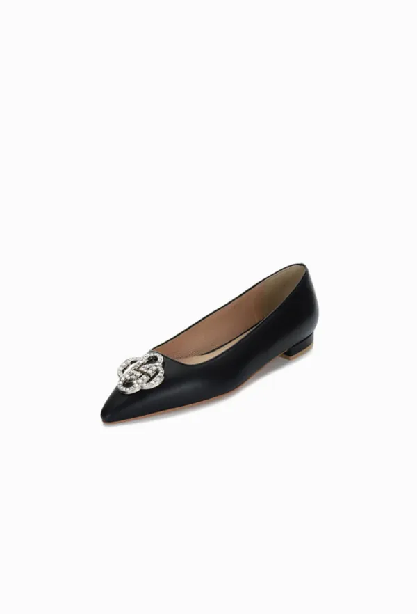 Grace Leather Cubic Flat (Black)