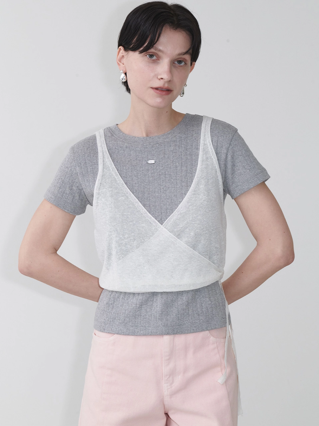 루에브르 Basic Eyelet Solid T-Shirt SW5ME246_2color 상품 이미지 2