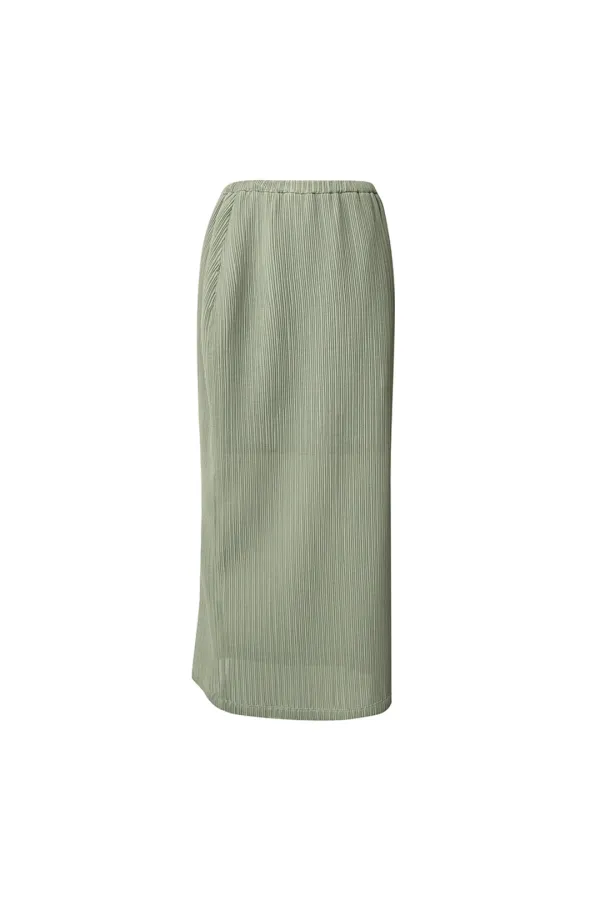 AUBE PLEATS LONG SKIRT [GREEN]