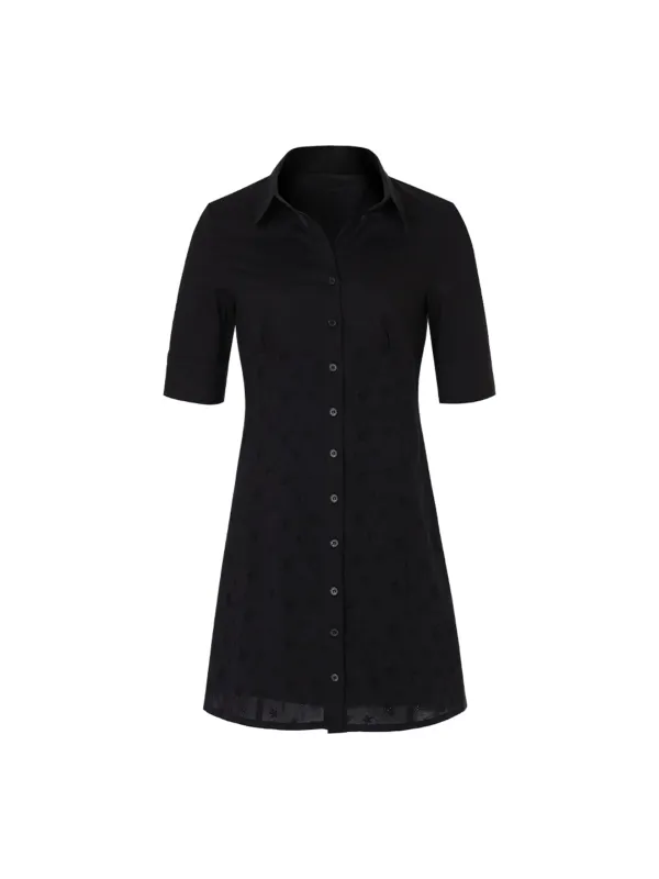 Lace shirts dress (Black)
