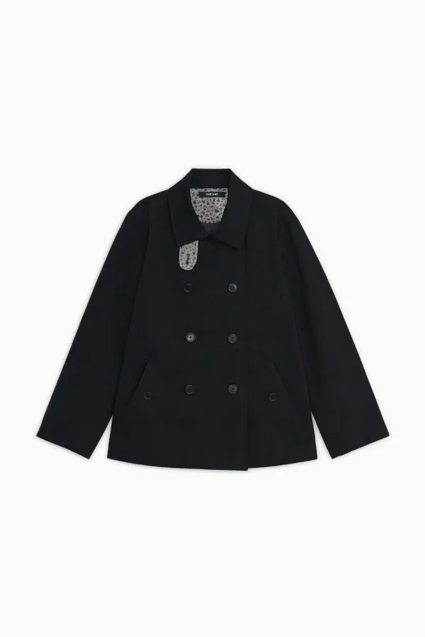 VINTAGE FLORAL HALF COAT, BLACK