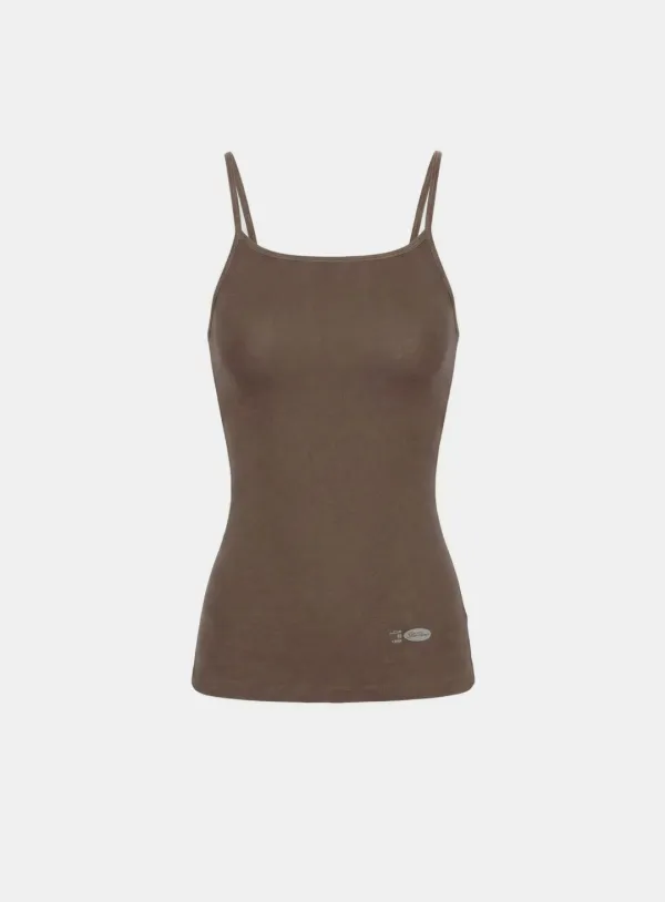 [w-tnk26-006] BS Cotton Jersey String Tank - Brown