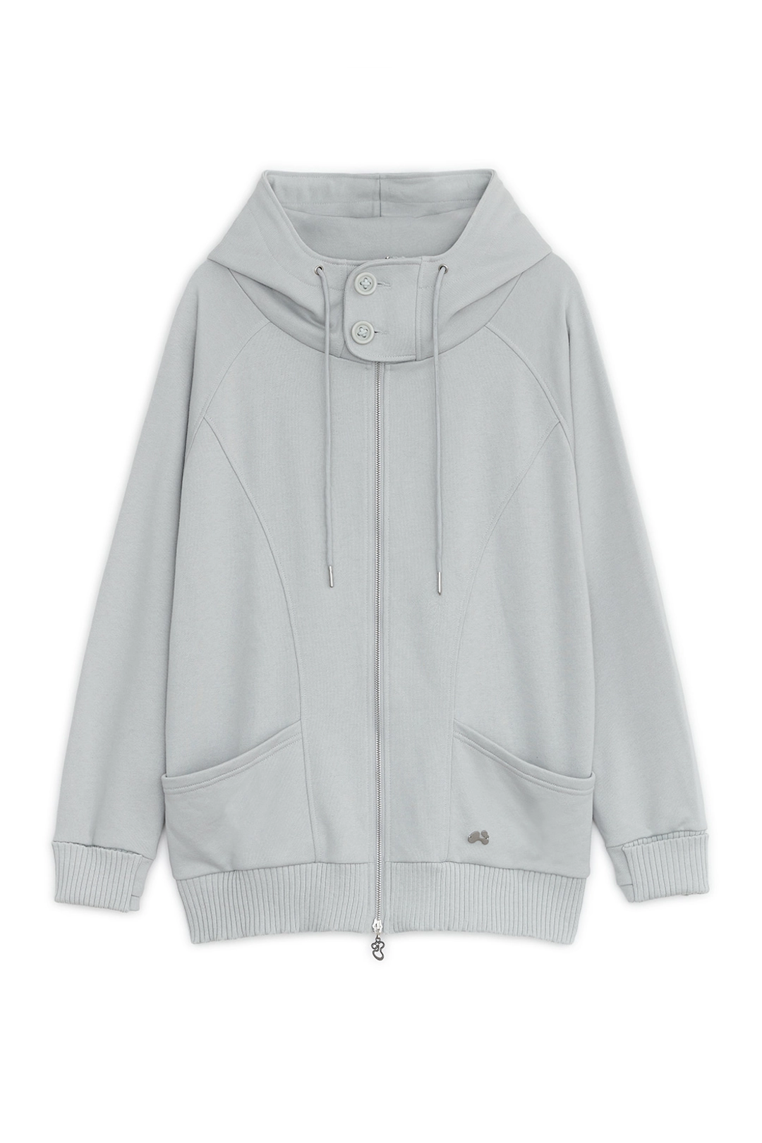 허그유어스킨 High-neck loose hoodie zip-up (Graish blue) 상품 이미지 1