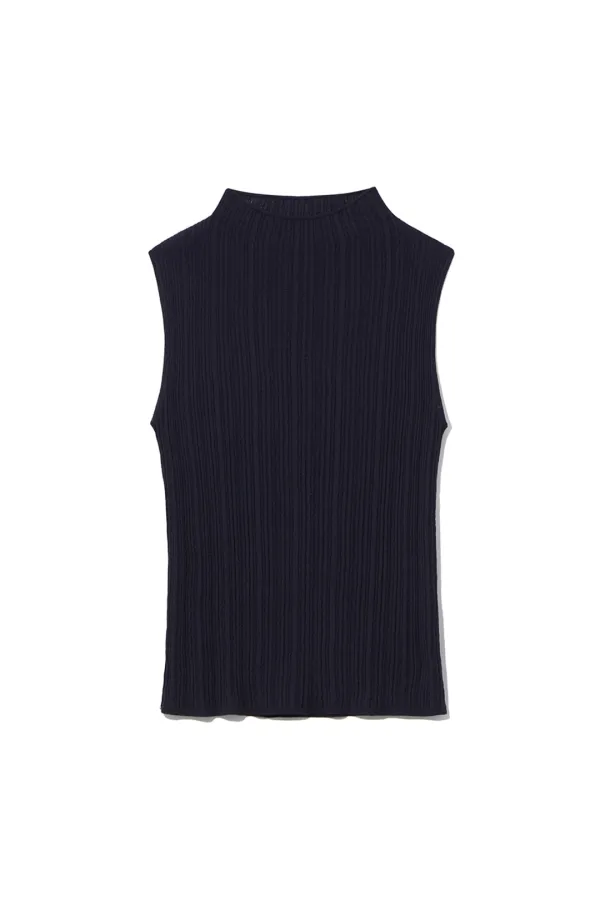 WRINKLE KNIT TOP [NAVY]