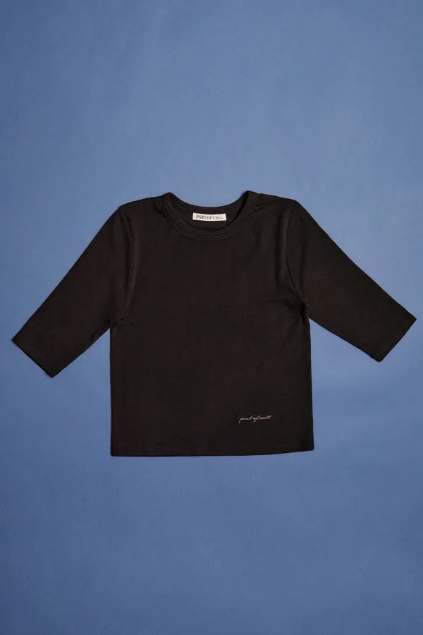 premium wool double-neck top_black