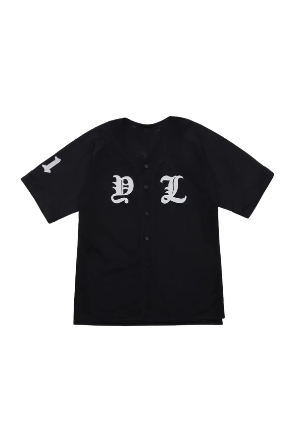 CUBIC APPLIQUE MESH BASEBALL JACKET BLACK