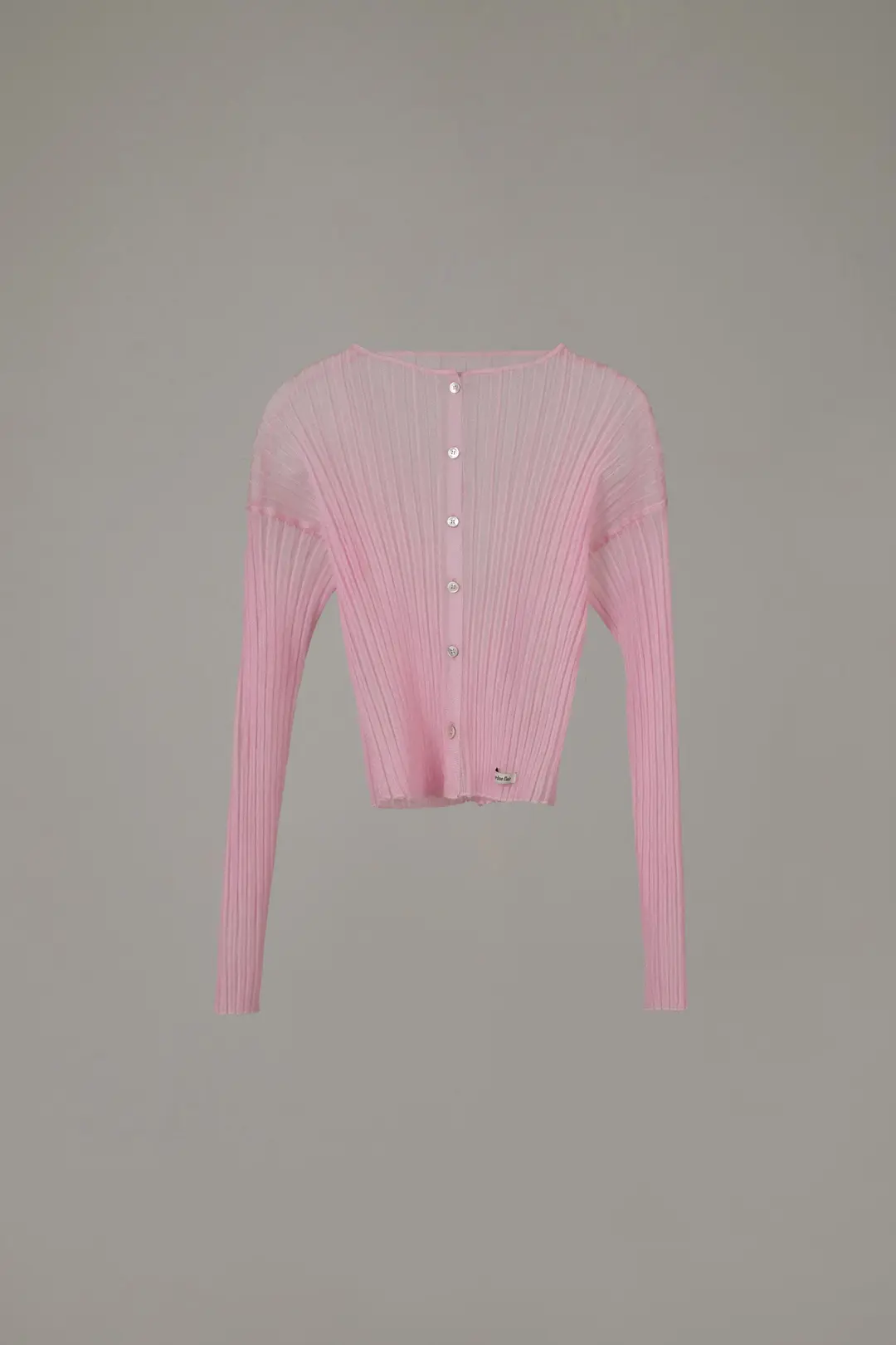 오버듀플레어 SHEER GLOSSY RIBBED CARDIGAN_PINK 상품 이미지 3